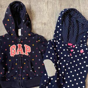Infant Girls Gap Baby Hoodie & Polka Dot Hooded Shirt 3-6 m